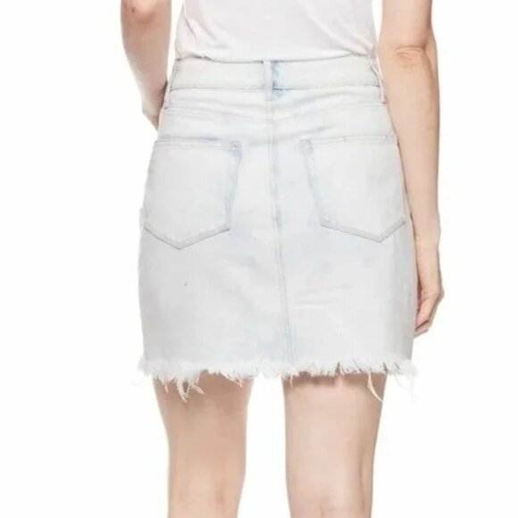 PAIGE Jamine High Waist Raw / Frayed Hem White & Blue Denim Mini Skirt Size 27 - Picture 13 of 15
